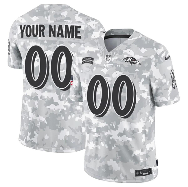 Men's Baltimore Ravens Active Player Custom 2024 F.U.S.E Arctic Camo Salute to Service Limited Football Jersey